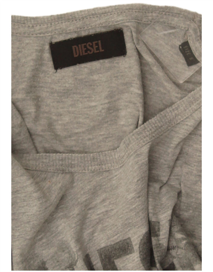 Diesel Damen Graphic T-Shirt Top UK 8 Small Grau