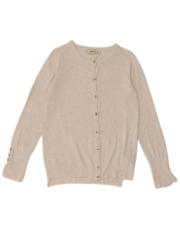 Zara Damen-Cardigan-Pullover UK 12 Mittelgrau gefleckte Viskose