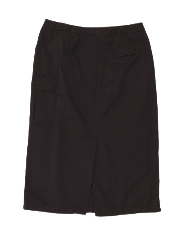 Vintage Damen Midi Cargo Rock W34 Groß Schwarz