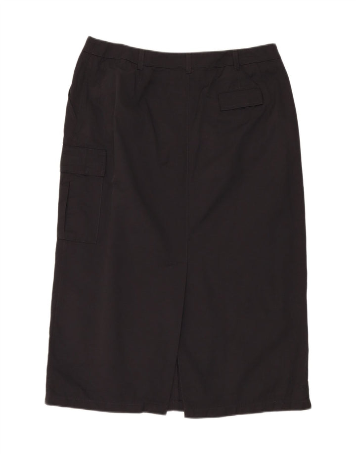 Vintage Damen Midi Cargo Rock W34 Groß Schwarz