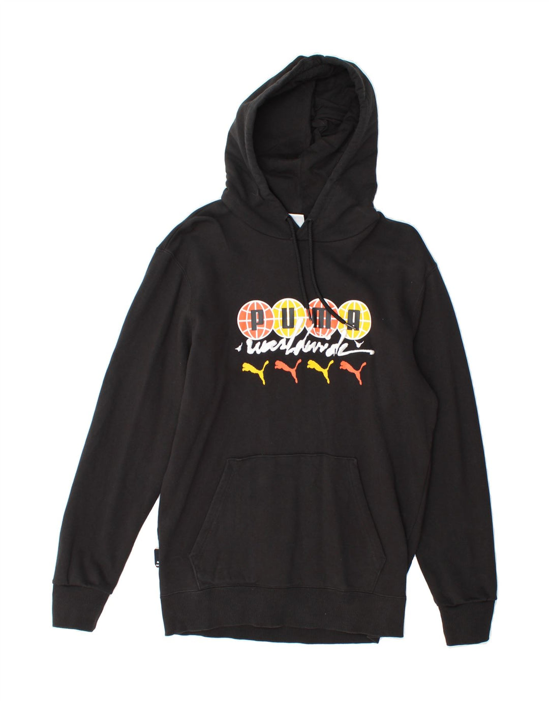 PUMA Mens Graphic Hoodie Jumper Small Black Vintage Puma and Second-Hand Puma from Messina Hembry 