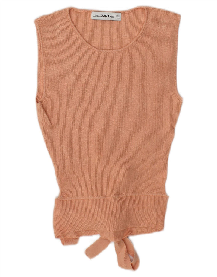 Ärmelloses Crop-Blusenoberteil von Zara für Damen, UK-Gr. 12, mittelrosa Viskose