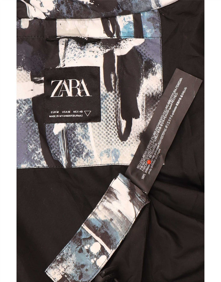 Zara Herren-Jacke mit Kapuze, gepolstert, Größe 38, mittelgroß, mehrfarbig, Tarnung
