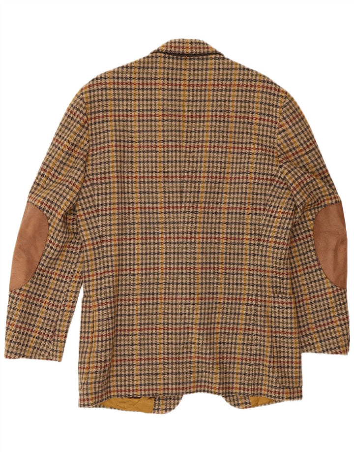 Henry Cottons Herren-Blazer mit 2 Knöpfen, IT 48, Mittelbraun mit Hahnentrittmuster