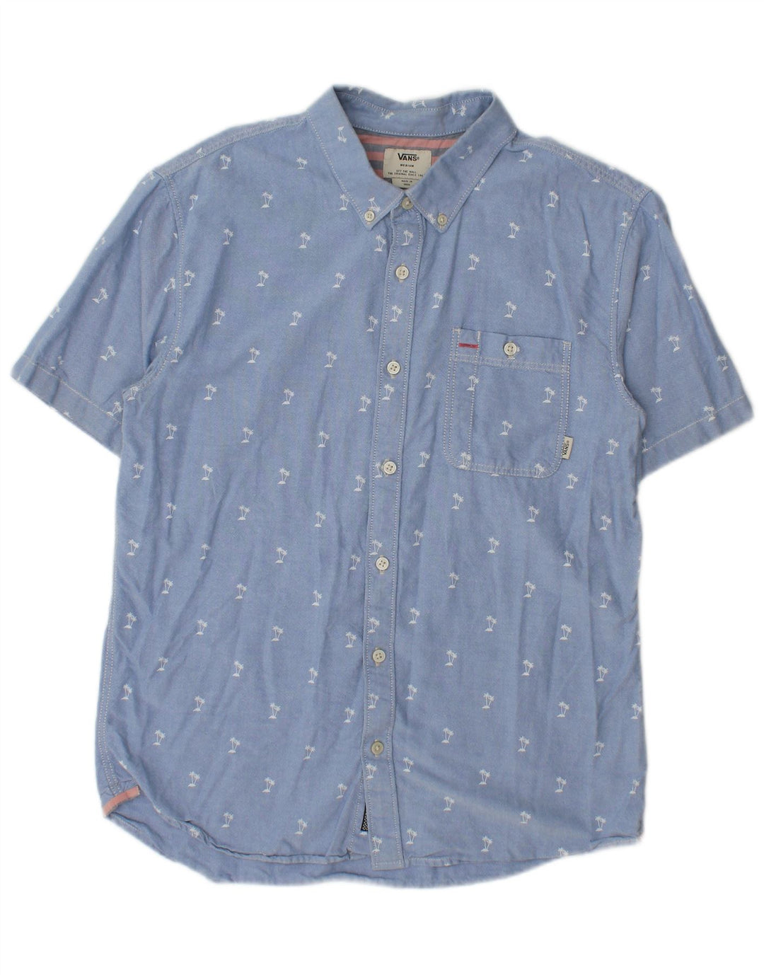 Vans Herren-Kurzarmhemd aus mittelblauer Baumwolle mit Blumenmuster