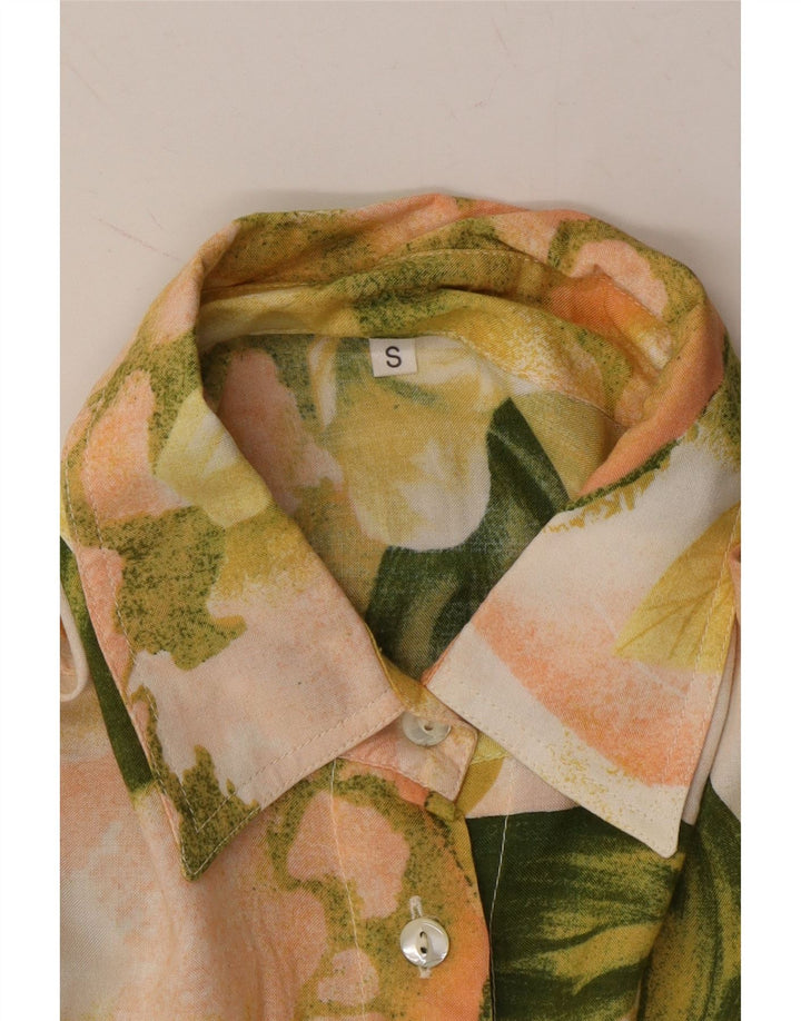 VINTAGE Damen Shirt UK 10 Kleines gelbes Blumenmuster