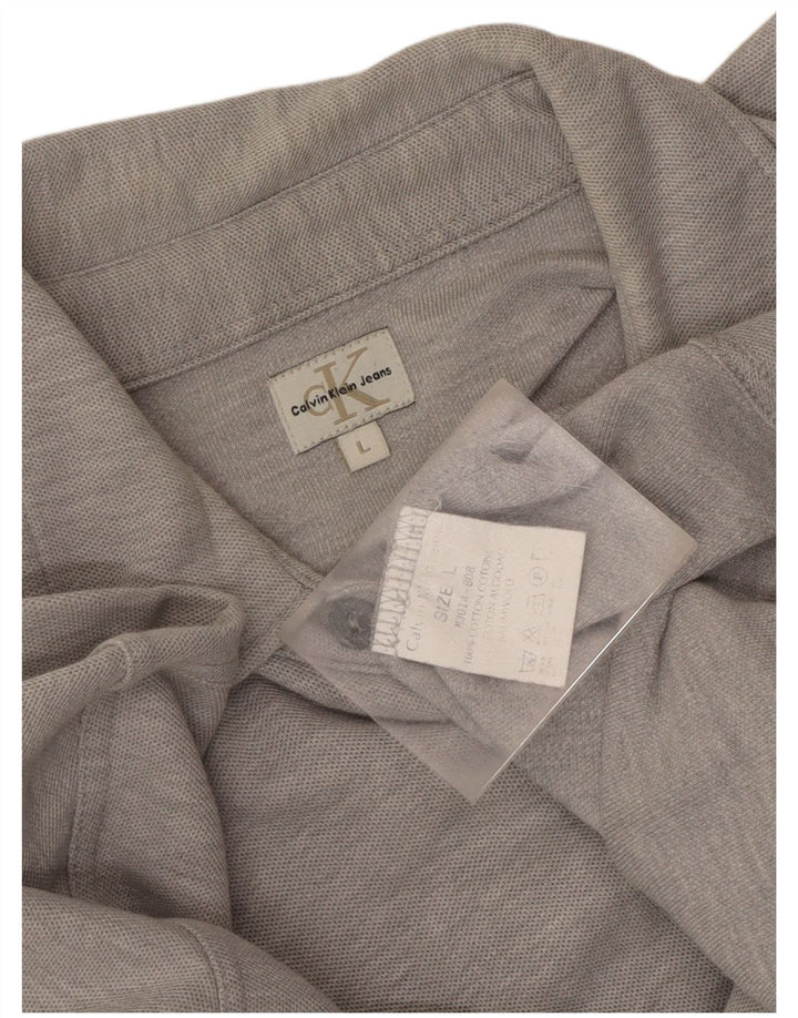 Calvin Klein Jeans Herren-Hemd, groß, grau gefleckte Baumwolle