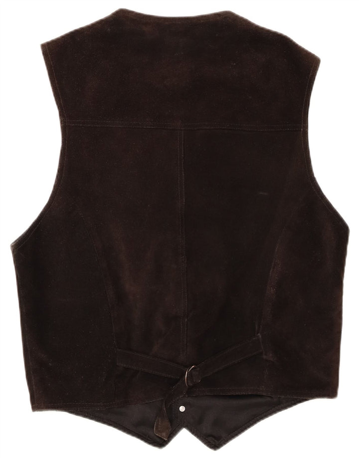Vintage Herren Wildlederweste EU 48 Mittelbraunes Leder