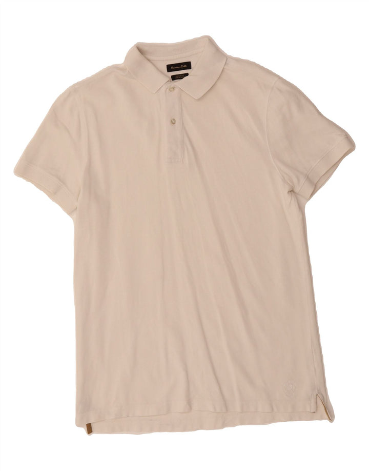 MASSIMO DUTTI Mens Casual Fit Polo Shirt Medium White Vintage Massimo Dutti and Second-Hand Massimo Dutti from Messina Hembry 