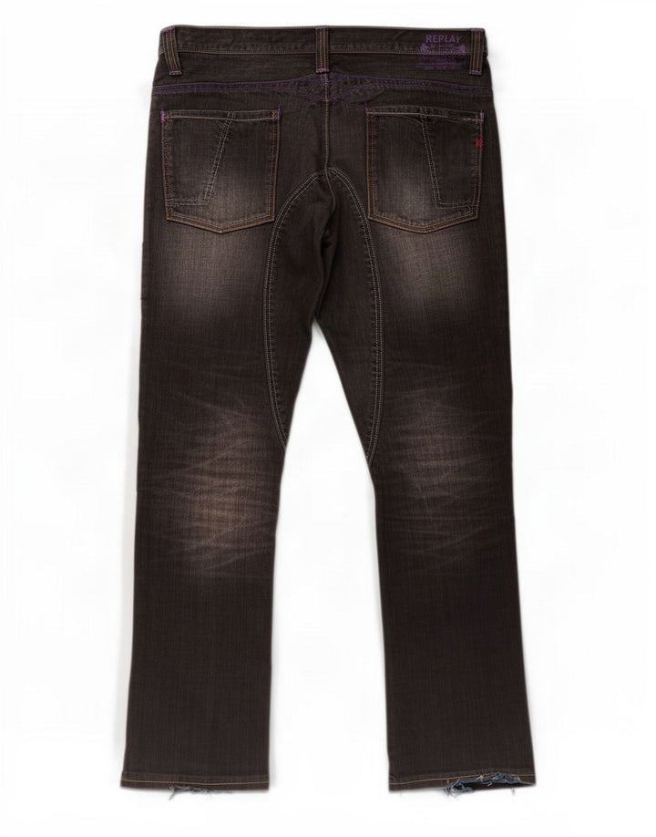 Replay Herren Straight Jeans W38 L34 Schwarz
