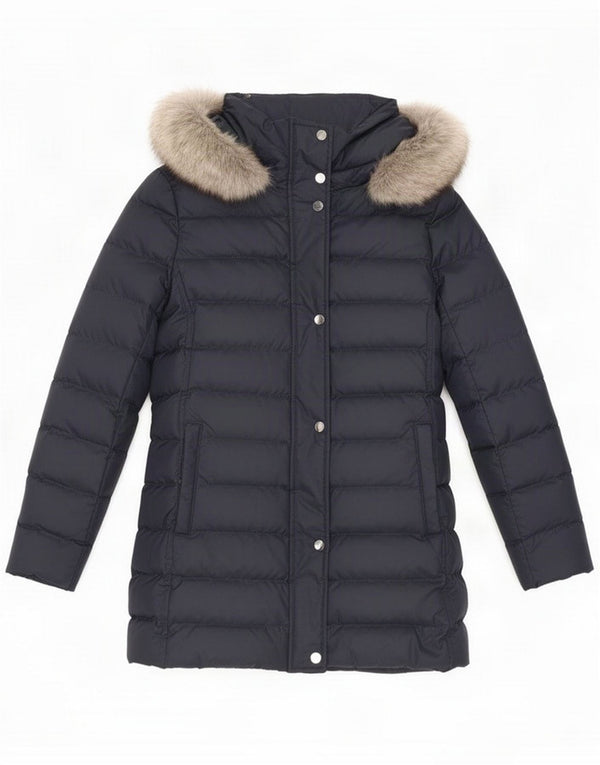 Tommy Hilfiger Womens Hooded Padded Coat UK 10 Small Navy Blue Polyester