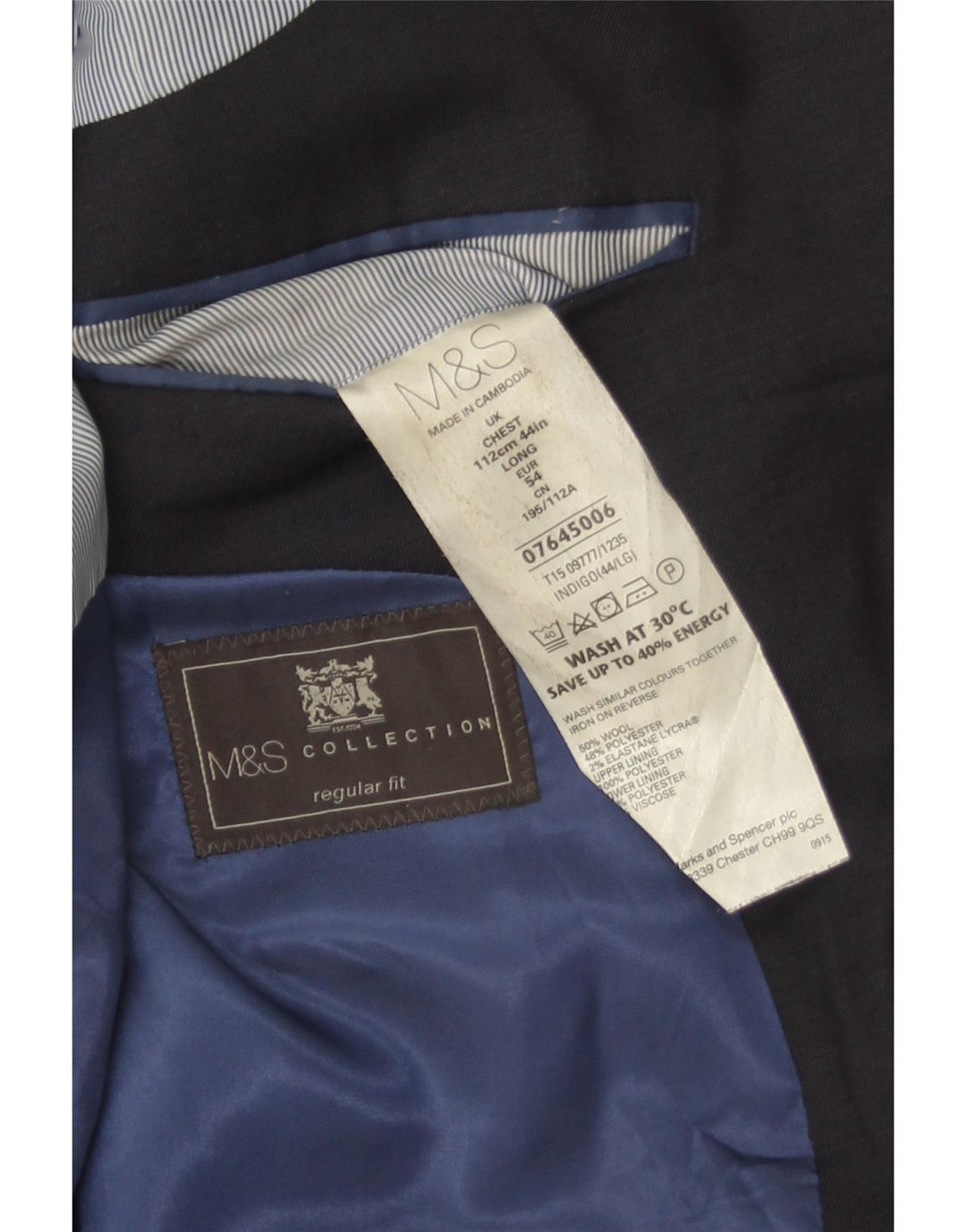 Marks & Spencer Herren-Blazer mit 2 Knöpfen, reguläre Passform, EU 54, XL, Marineblau