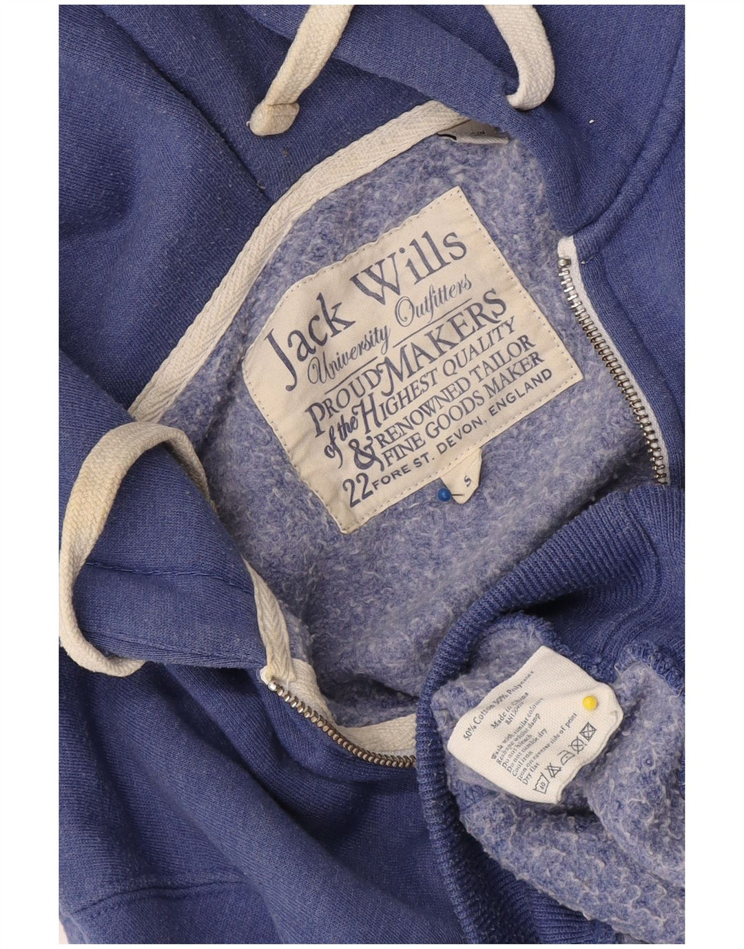 Jack Wills Herren-Kapuzenpullover mit grafischem Reißverschluss, klein, aus blauer Baumwolle