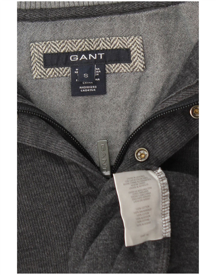 GANT Herren-Pullover mit Reißverschluss am Hals, kleine graue Baumwolle