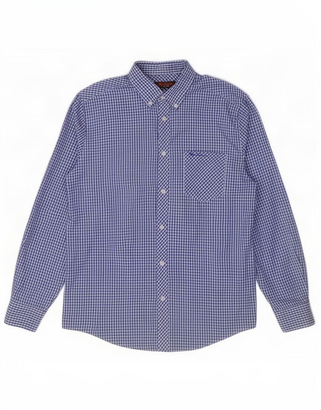 Ben Sherman Herrenhemd aus mittelblauer Gingham-Baumwolle