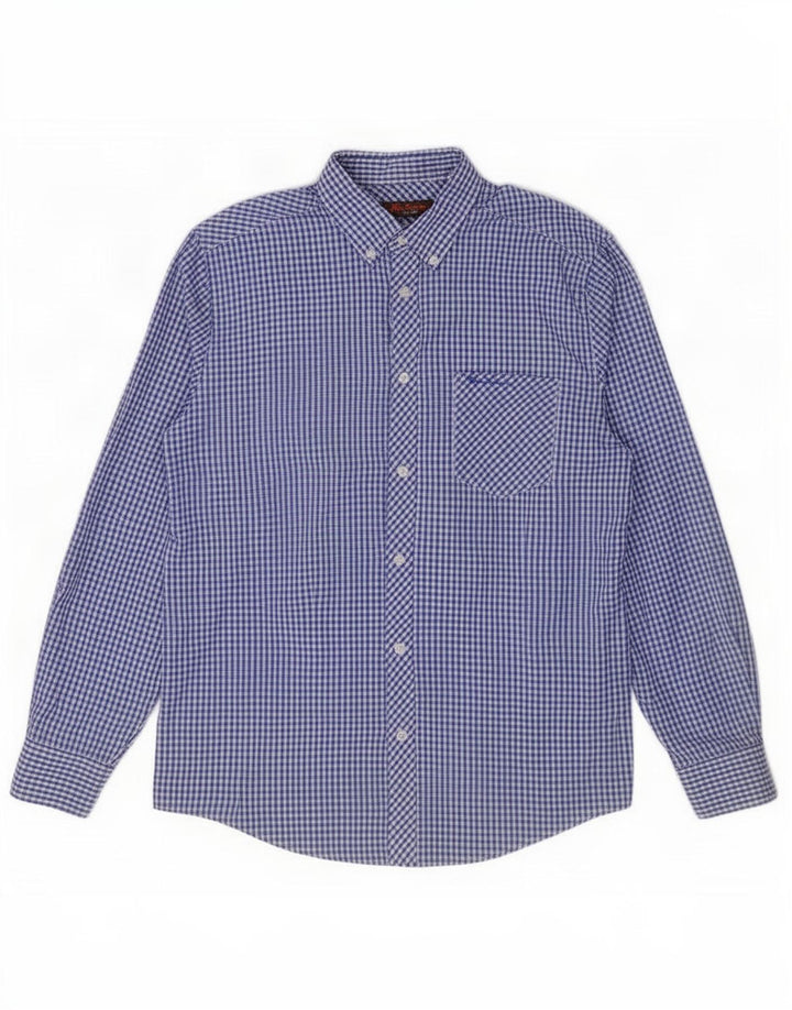 Ben Sherman Herrenhemd aus mittelblauer Gingham-Baumwolle