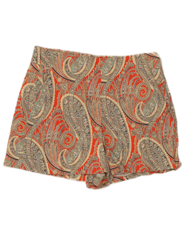 ZARA Damen Shorts Medium W28 Mehrfarbige Paisley-Baumwolle