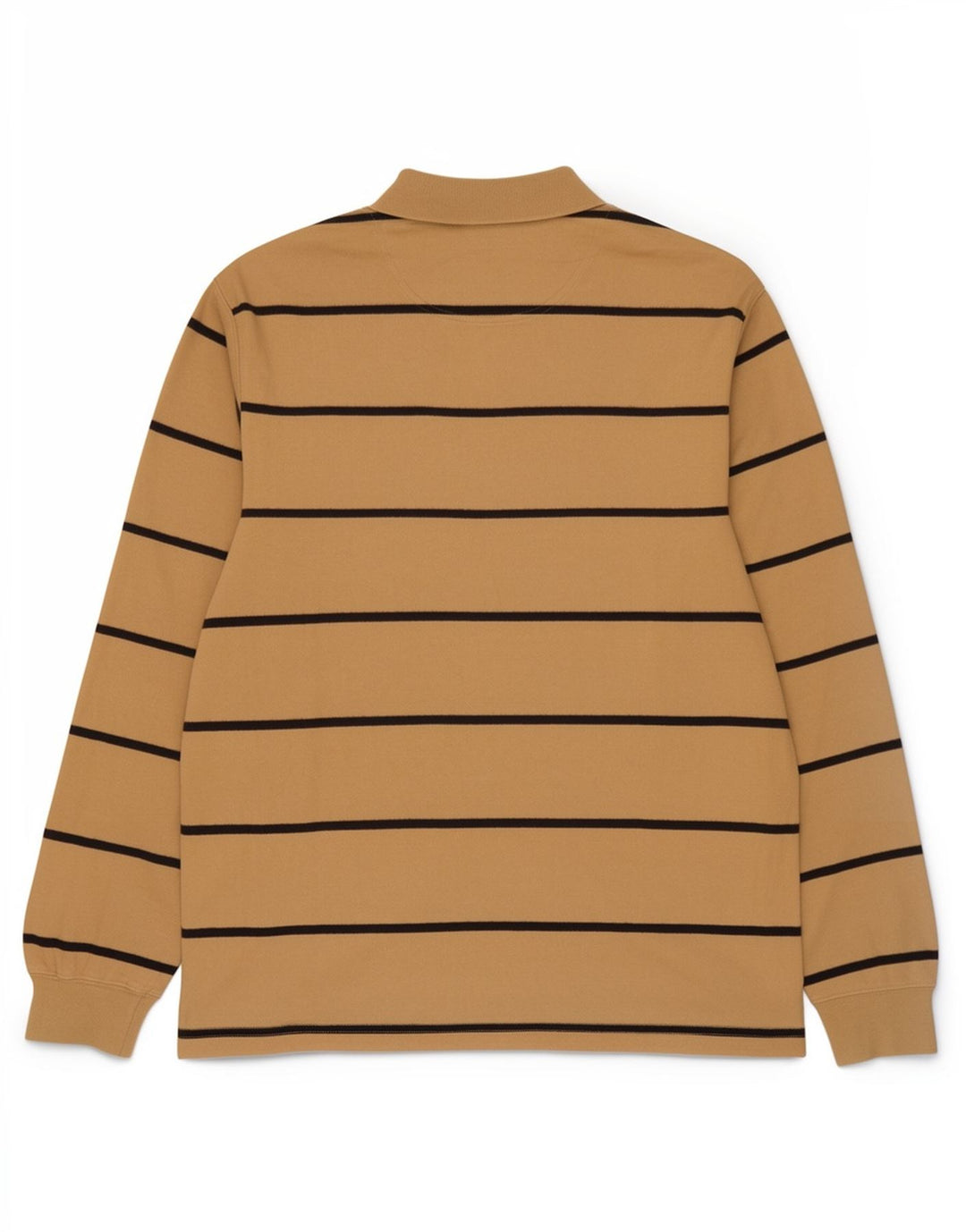 Timberland Herren-Langarm-Poloshirt aus mittelbeiger, gestreifter Baumwolle