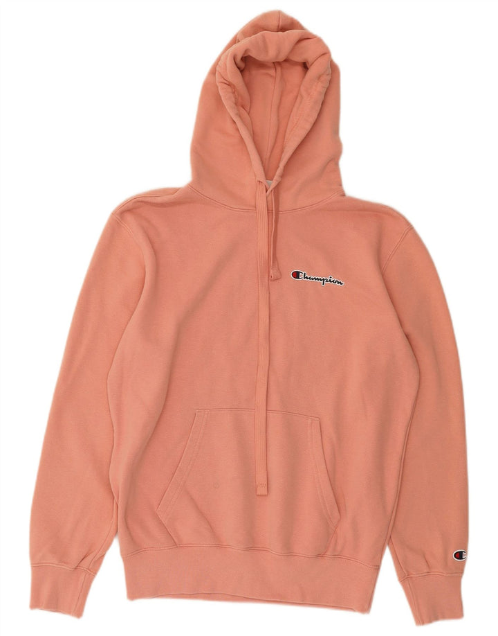CHAMPION Mens Hoodie Jumper Small Orange Cotton