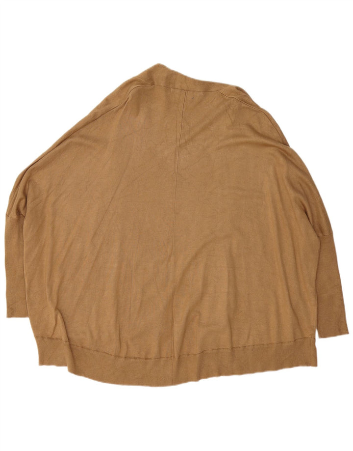 Zara Damen-Strickjacke, übergroß, offener Fledermausflügel, Gr. 14, Mittelbraun