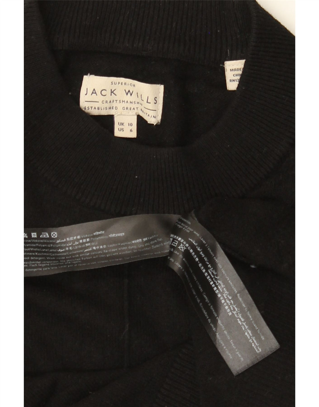 JACK WILLS Damen-Pullover, übergroß, Rundhalsausschnitt, Gr. 10, Größe S, Schwarz