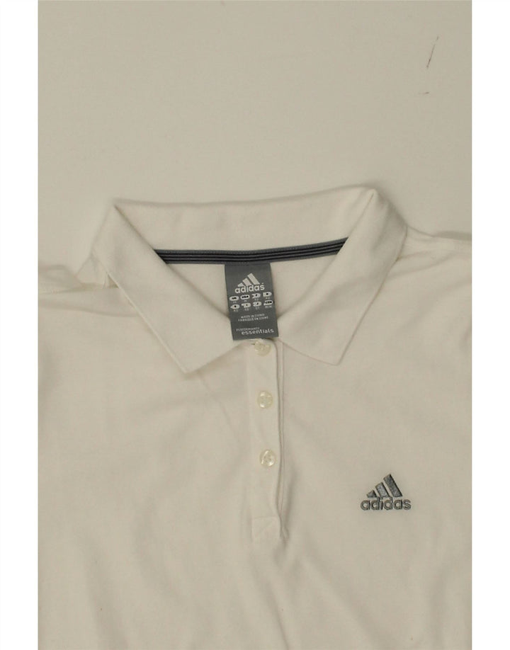 ADIDAS Womens Polo Shirt UK 14 Medium White Vintage Adidas and Second-Hand Adidas from Messina Hembry 