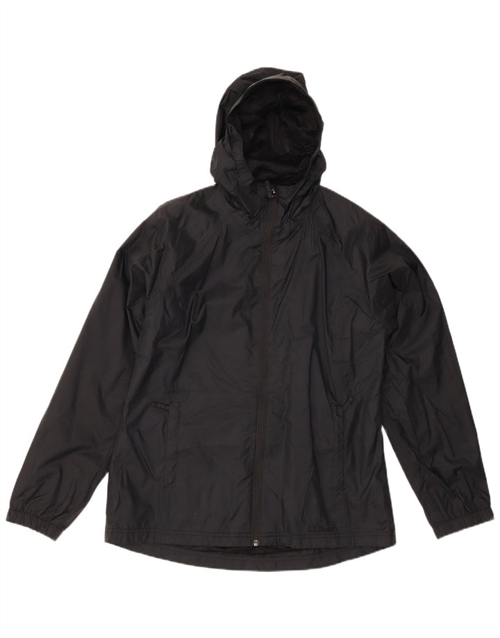 L.L.BEAN Übergroße Damen-Regenjacke mit Kapuze, UK 10, Größe S, schwarzes Nylon
