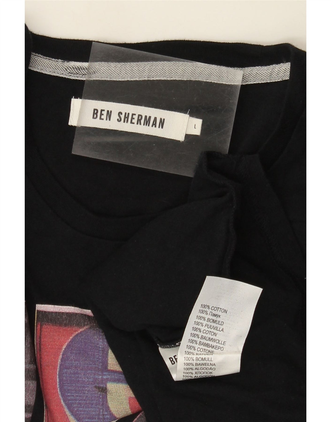 Ben Sherman Herren-T-Shirt mit Grafik, groß, aus schwarzer Baumwolle