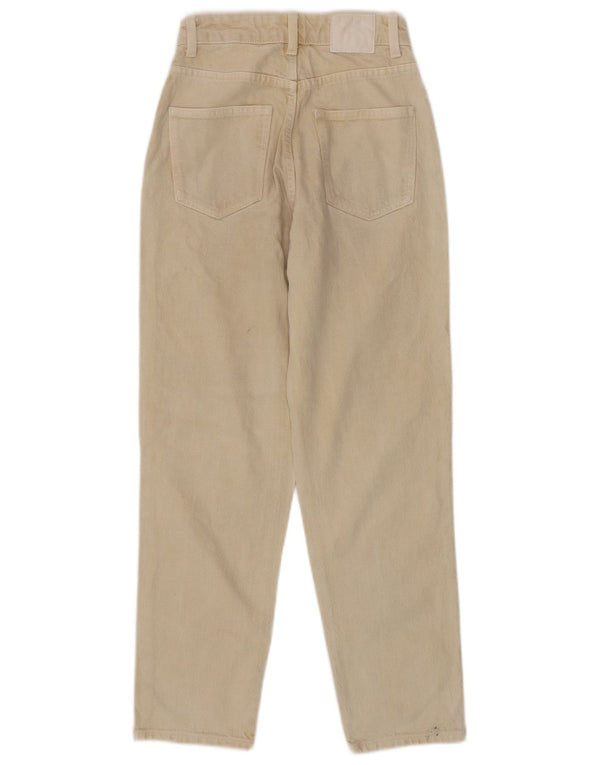 Zara Damen High Waist Tapered Jeans EU 32 2XS W22 L27 Beige