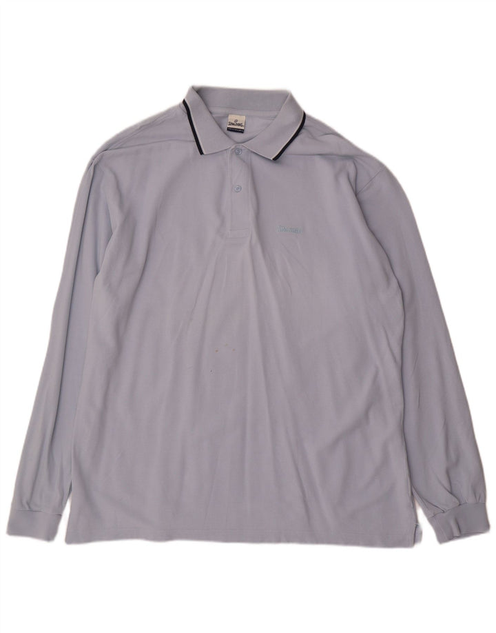 Spalding Herren Langarm-Poloshirt XL, blaue Baumwolle