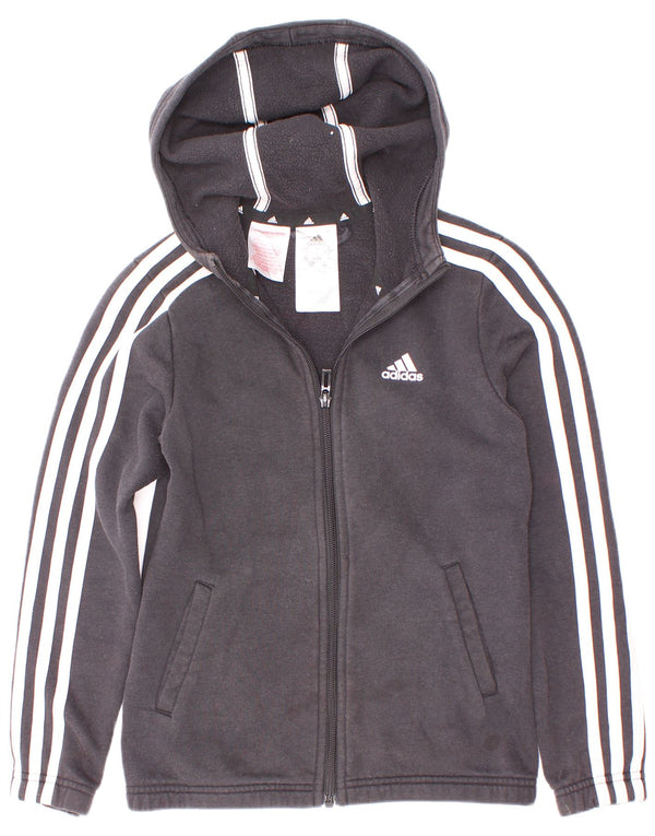 Adidas Mädchen-Kapuzenpullover mit Reißverschluss, 9–10 Jahre, schwarze Baumwolle