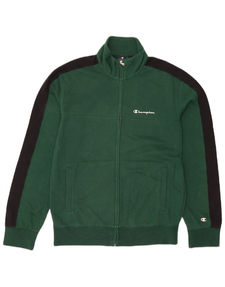 Champion Herren-Trainingsanzugoberjacke aus mittelgrüner Colourblock-Baumwolle