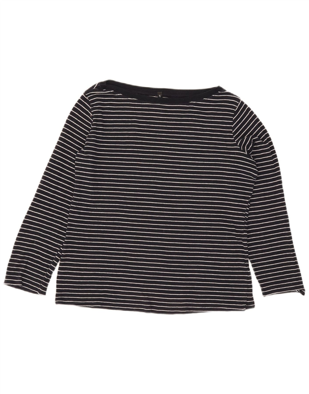 Marks & Spencer Damen Top Langarm UK 16 Large Marineblau Nadelstreifen