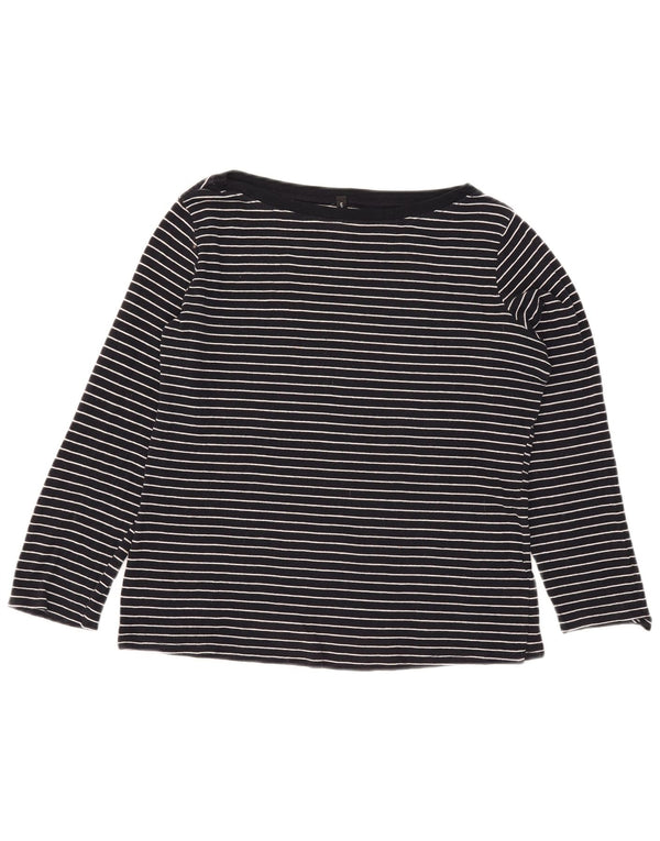 Marks & Spencer Damen Top Langarm UK 16 Large Marineblau Nadelstreifen