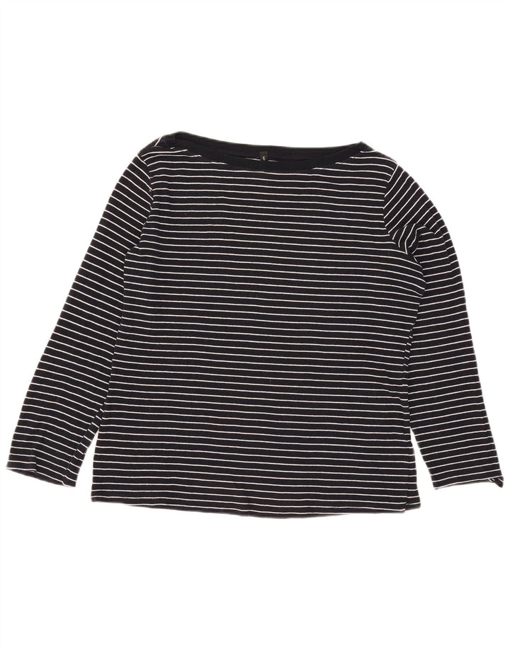 Marks & Spencer Damen Top Langarm UK 16 Large Marineblau Nadelstreifen
