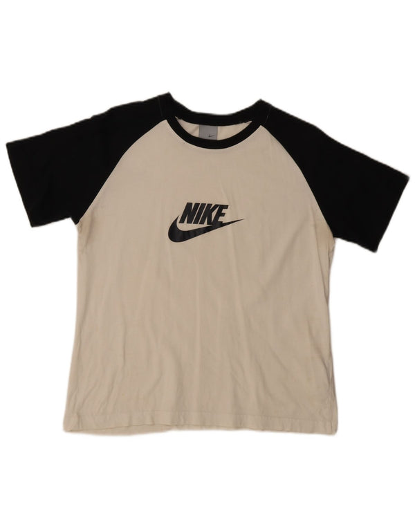 Nike Womens Graphic T-Shirt Top UK 16/18 XL White Colourblock Cotton