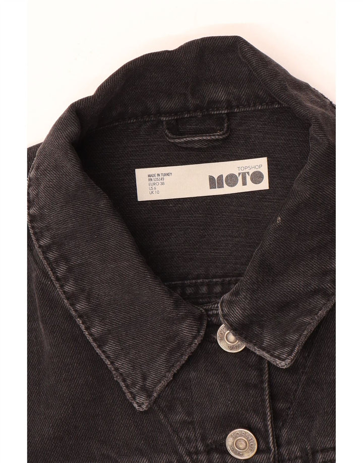 Topshop Damen Crop Denim Jacke UK 10 Small Grau