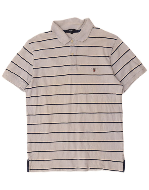Gant Herren-Poloshirt aus mittelblauer, gestreifter Baumwolle