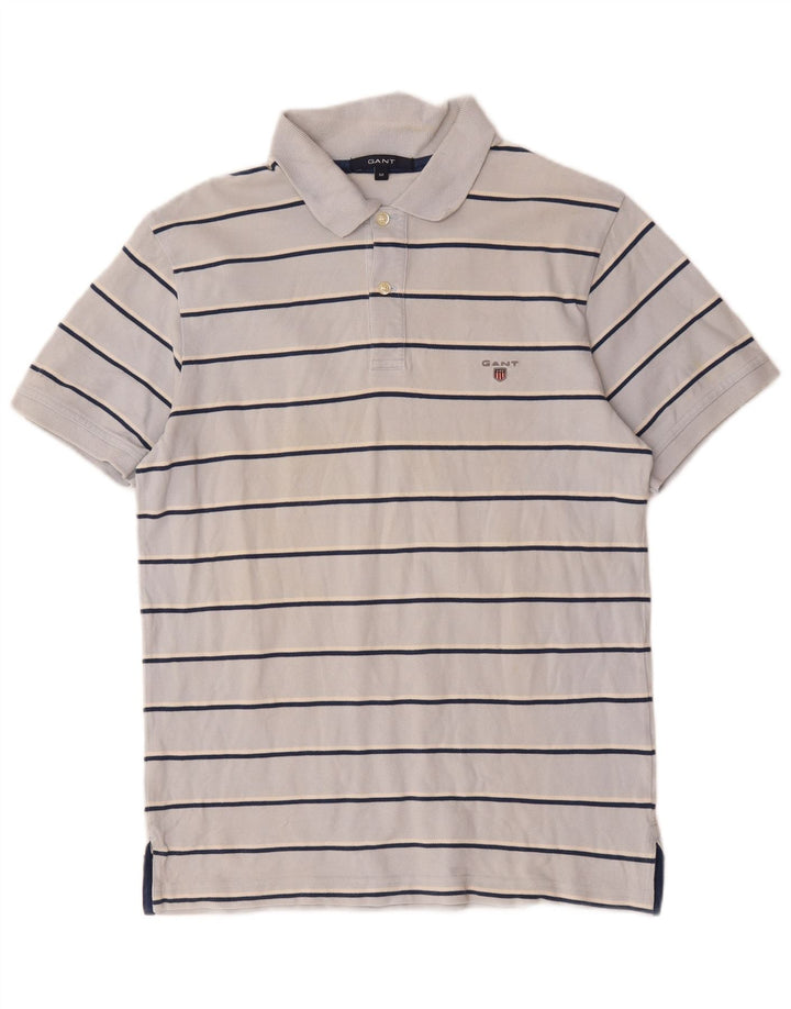 Gant Herren-Poloshirt aus mittelblauer, gestreifter Baumwolle