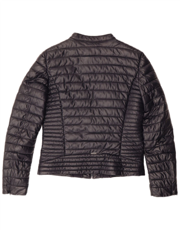 GUESS Damen Wattierte Jacke UK 14 Medium Marineblau Polyurethan