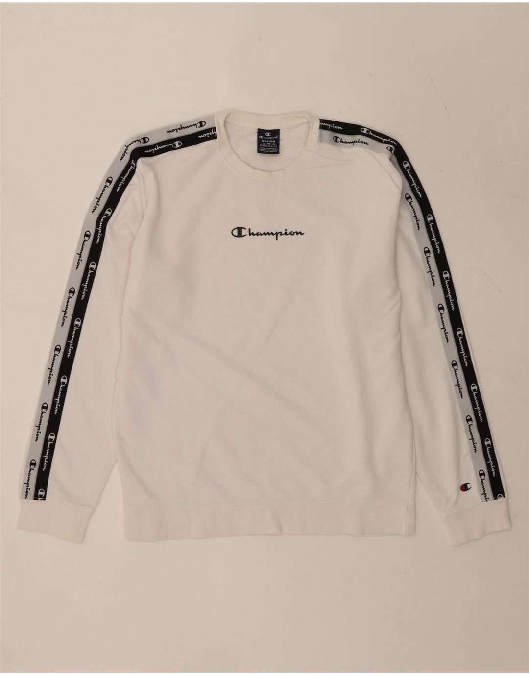 Champion Herren-Sweatshirt mit Grafik, mittelweiße Colourblock-Baumwolle