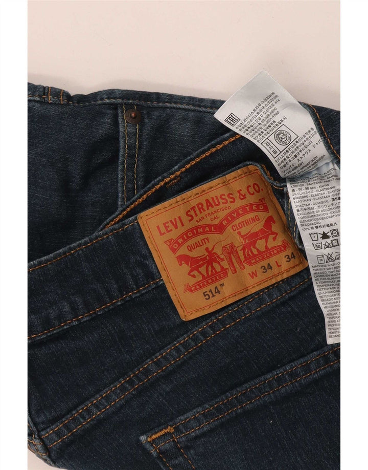 Levi's Herren 514 Straight Jeans W34 L34 Marineblaue Baumwolle