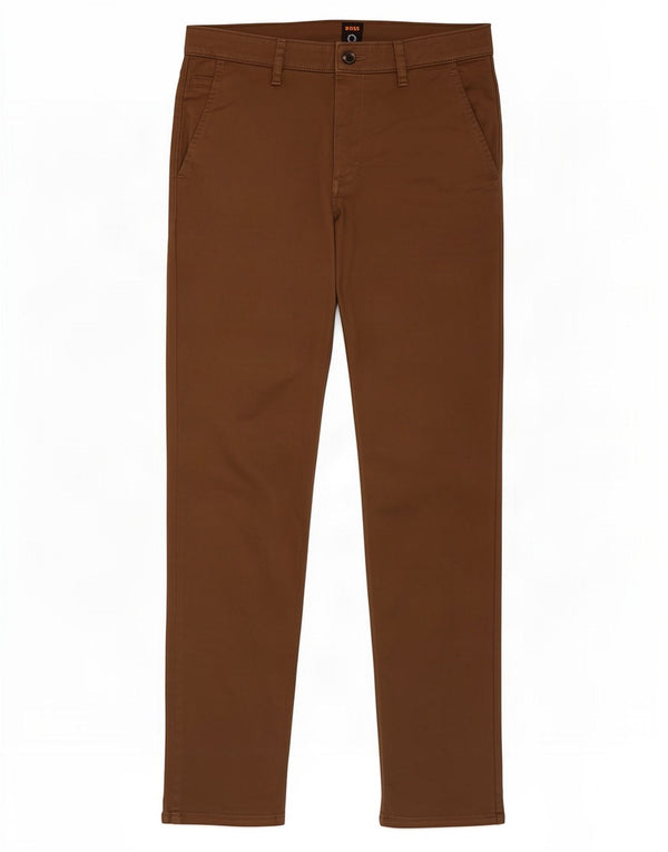 Hugo Boss Mens Slim Chino Trousers W32 L34 Brown Cotton
