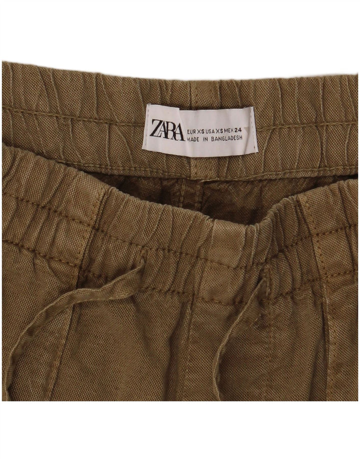 Zara Damen Freizeitshorts XS W24 Khaki