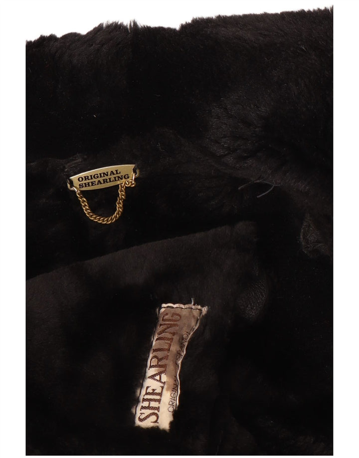 VINTAGE Damen Übergroße Lammfelljacke UK 18 XL Schwarzes Lammfell