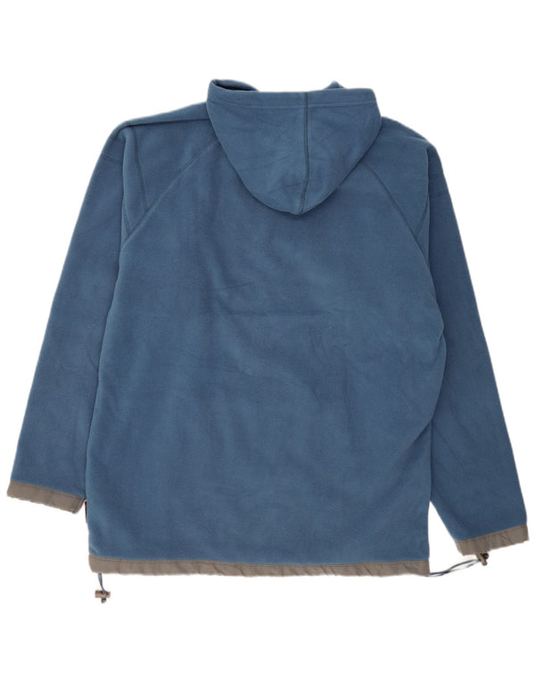 VINTAGE Mens Fleece Graphic Hoodie Jumper Large Blue Polyester