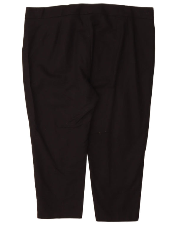 Marks & Spencer Womens Cropped Trousers UK 22 3XL W44 L25 Black Cotton