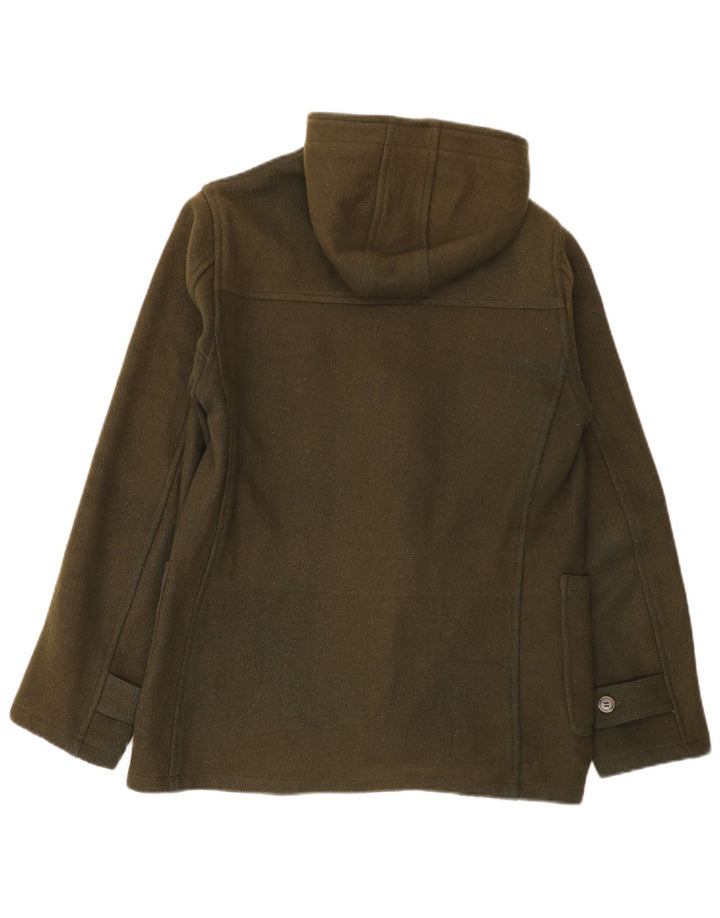Vintage Herren Kapuzen-Dufflejacke UK 38 Medium Khaki Wolle