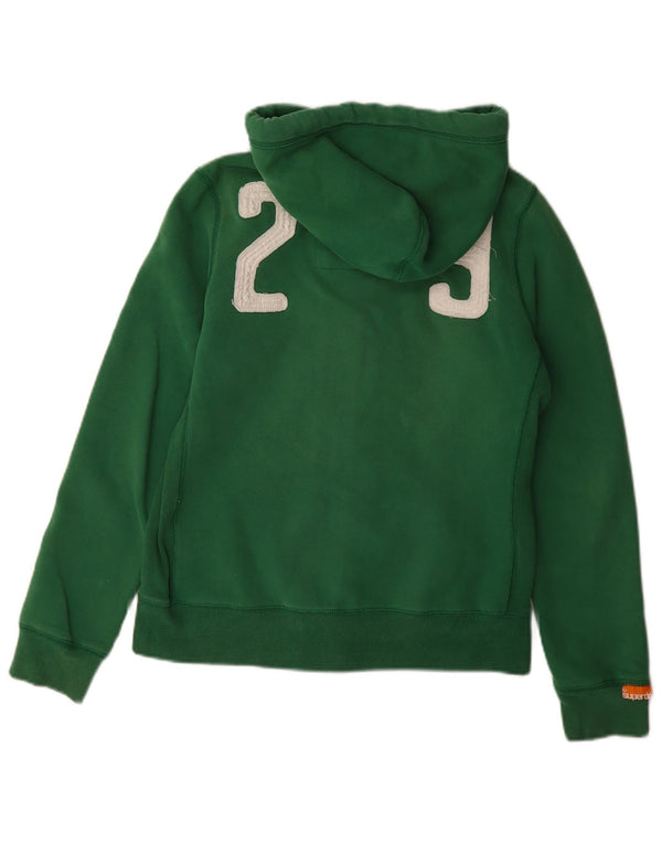 Superdry Damen-Kapuzenpullover mit grafischem Reißverschluss, UK 16, Größe L, Grün, Baumwolle