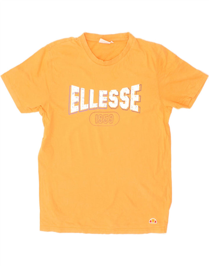 ELLESSE Womens Graphic T-Shirt Top UK 12 Medium Orange Cotton Vintage Ellesse and Second-Hand Ellesse from Messina Hembry 